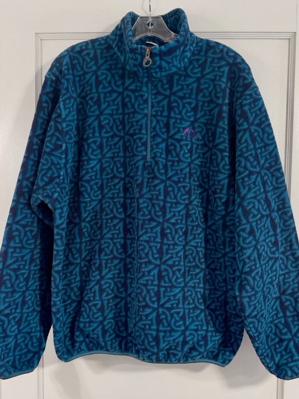 Vintage Lowe Alpine Teal & Navy Geometric Half-Zip Fleece Pullover - Ireland